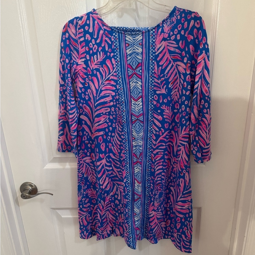 Lilly Pulitzer Blue and Pink Patterned Dress Nautical Tropical Boating